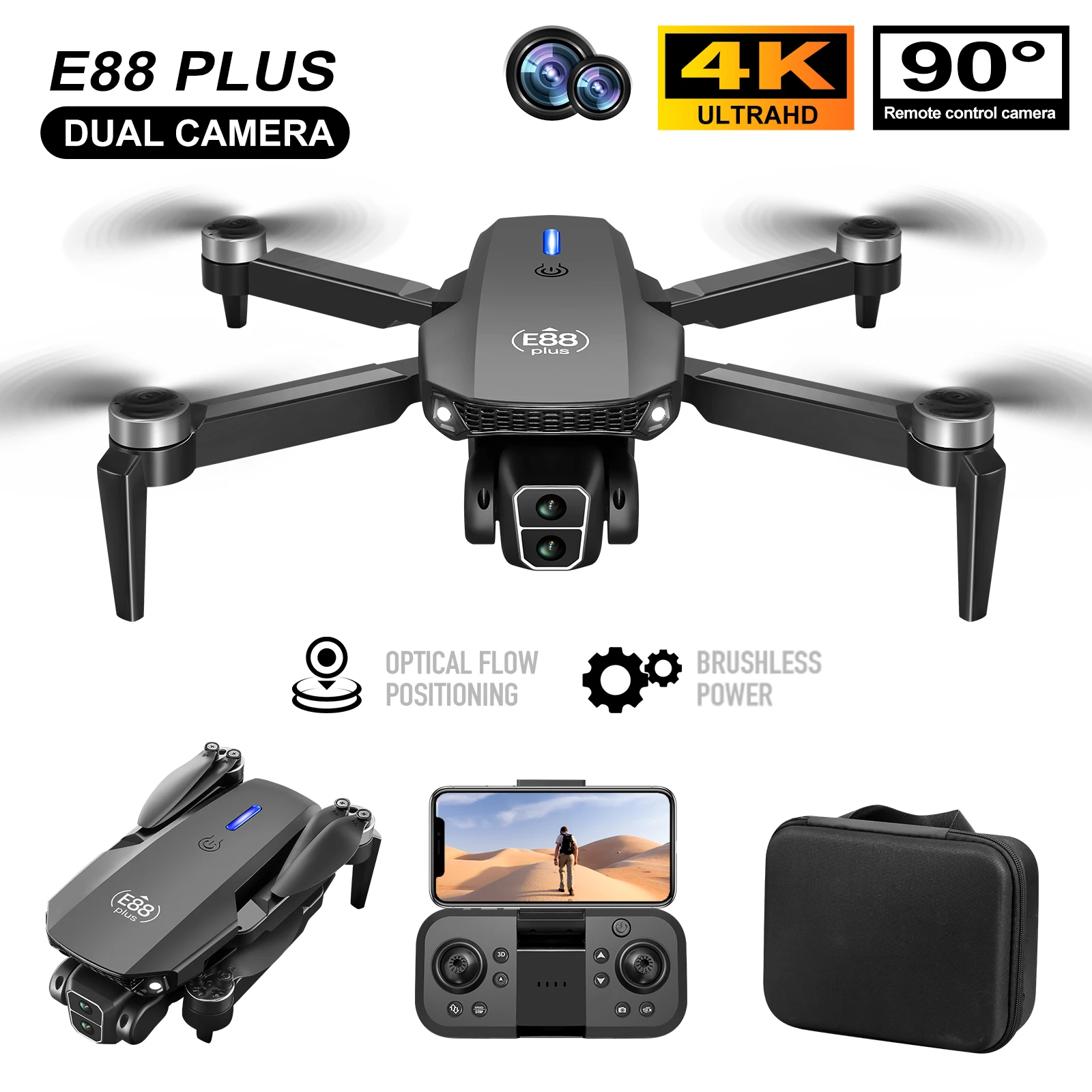Drone Lidar - New E88 Plus Quadcopter Drone: 90°